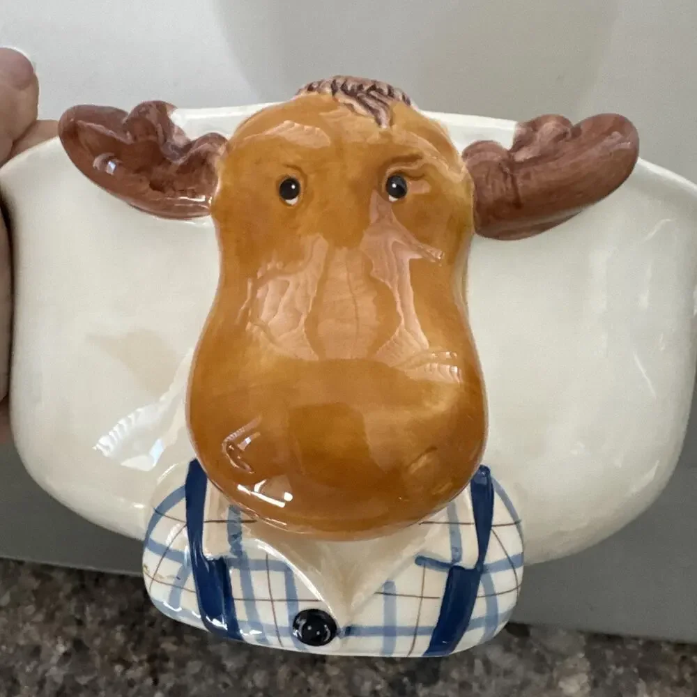 Harry And David Big Moose Ceramic Bowl 3-D Rare 10”wide 4.5” Tall